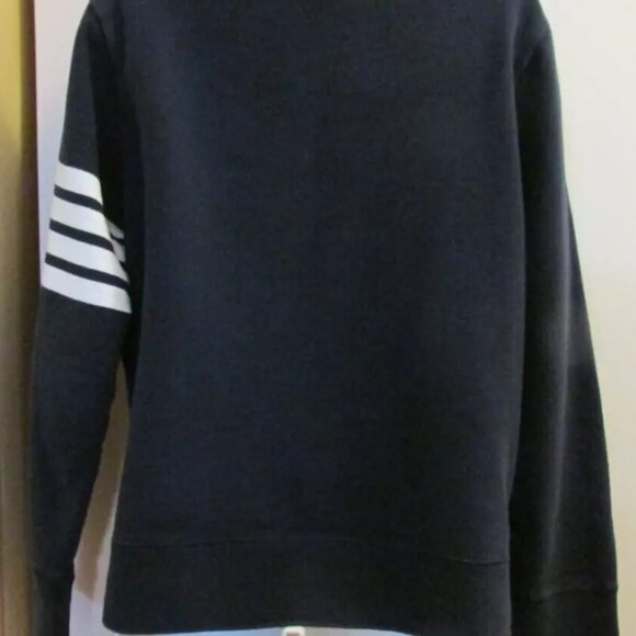 Thom Browne Navy Classic 4-Bar stripe Loopback Sweatshirts Size 4 L/XL - Picture 5 of 11